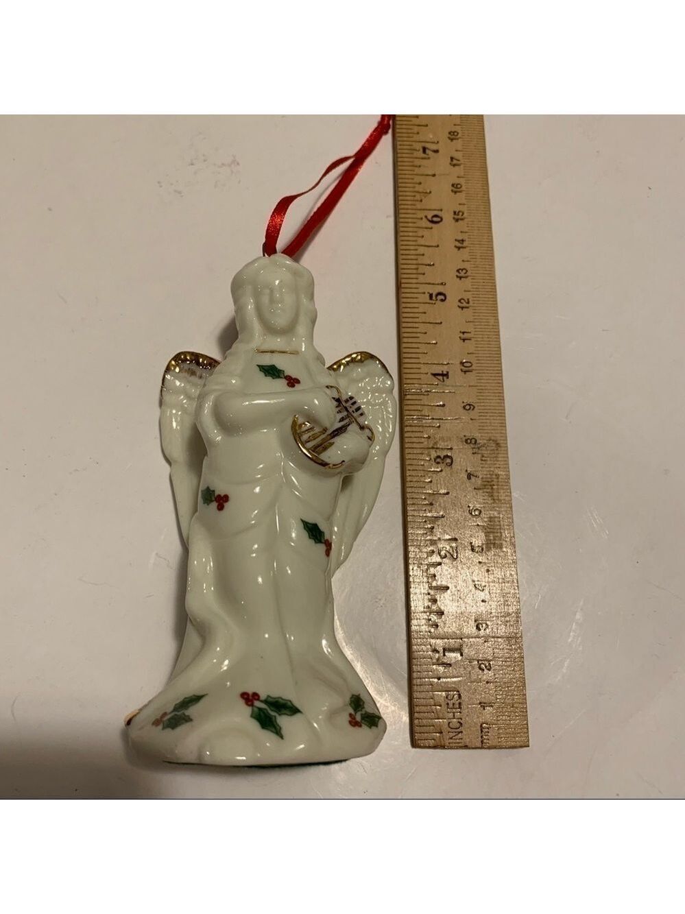 Vintage musical angel ornament ivory and gold - Picture 7 of 9